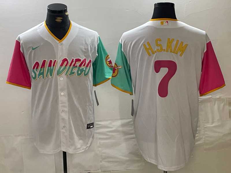 Mens San Diego Padres #7 Ha Seong Kim White 2023 City Connect Cool Base Stitched Jersey->san diego padres->MLB Jersey